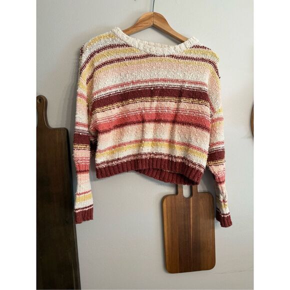 Billabong Women’s Multicolor Striped Knitted Easy Going Crop Sweater Size Small - Picture 1 of 5
